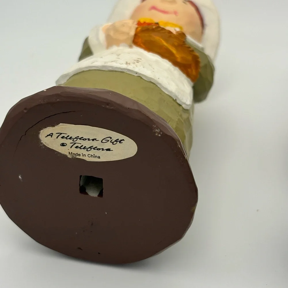 Vintage Resin Teleflora Thanksgiving Taper Candleholders • Pilgrim Couple - Picture 2 of 10